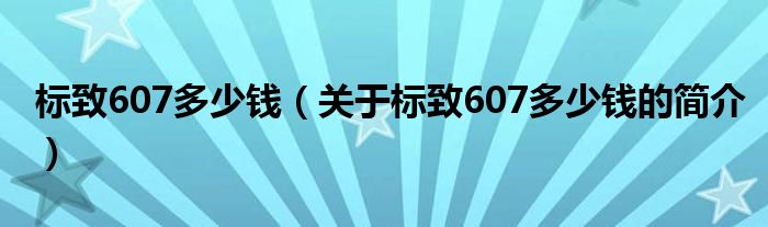 標(biāo)致607多少錢（關(guān)于標(biāo)致607多少錢的簡介）