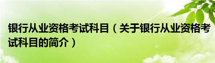 銀行從業(yè)資格考試科目（關于銀行從業(yè)資格考試科目的簡介）