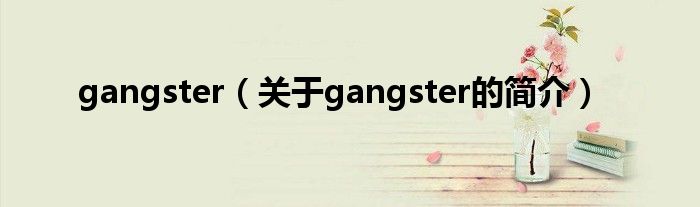 gangster（關于gangster的簡介）