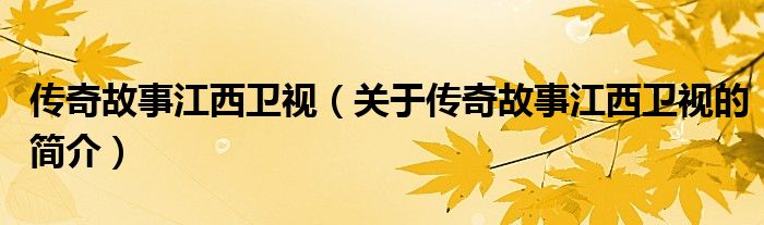 傳奇故事江西衛(wèi)視（關(guān)于傳奇故事江西衛(wèi)視的簡(jiǎn)介）