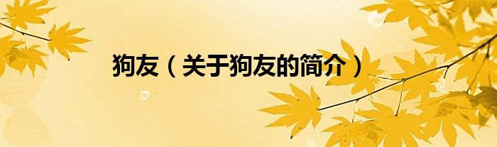 狗友（關(guān)于狗友的簡(jiǎn)介）