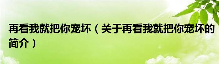 再看我就把你寵壞（關(guān)于再看我就把你寵壞的簡(jiǎn)介）