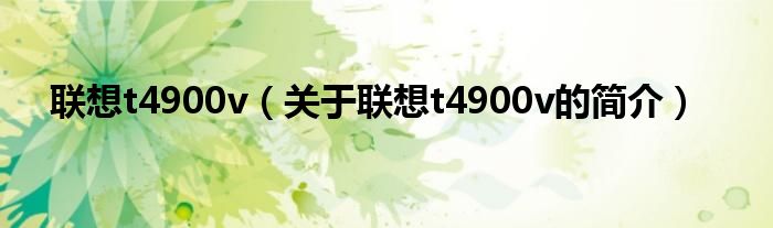 聯(lián)想t4900v（關于聯(lián)想t4900v的簡介）