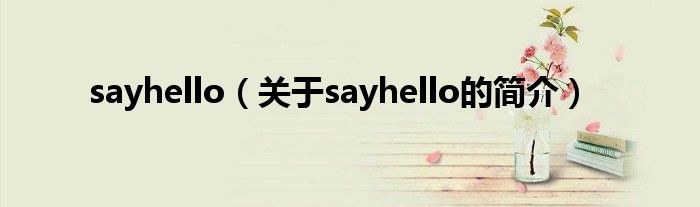 sayhello（關(guān)于sayhello的簡(jiǎn)介）