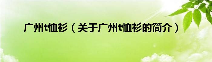 廣州t恤衫（關于廣州t恤衫的簡介）