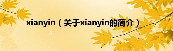 xianyin（關(guān)于xianyin的簡介）