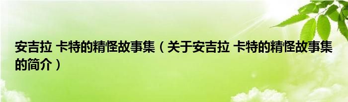 安吉拉 卡特的精怪故事集（關(guān)于安吉拉 卡特的精怪故事集的簡(jiǎn)介）