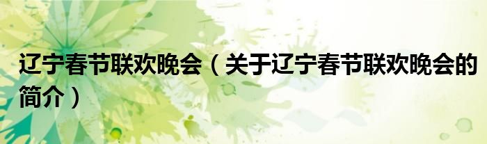 遼寧春節(jié)聯(lián)歡晚會(huì)（關(guān)于遼寧春節(jié)聯(lián)歡晚會(huì)的簡(jiǎn)介）