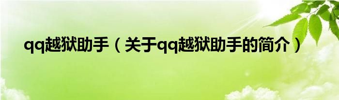 qq越獄助手（關(guān)于qq越獄助手的簡介）