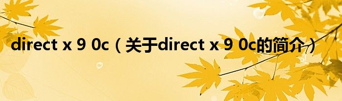 direct x 9 0c（關(guān)于direct x 9 0c的簡介）