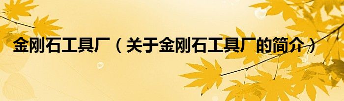 金剛石工具廠（關(guān)于金剛石工具廠的簡(jiǎn)介）