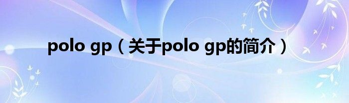 polo gp（關(guān)于polo gp的簡介）