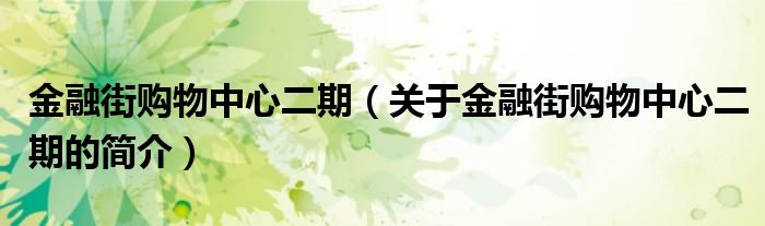 金融街購物中心二期（關(guān)于金融街購物中心二期的簡介）