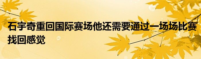 石宇奇重回國際賽場他還需要通過一場場比賽找回感覺