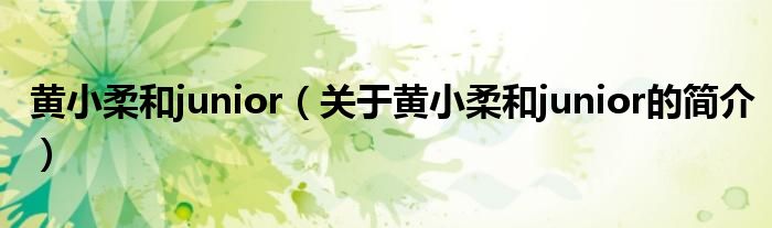 黃小柔和junior（關(guān)于黃小柔和junior的簡(jiǎn)介）