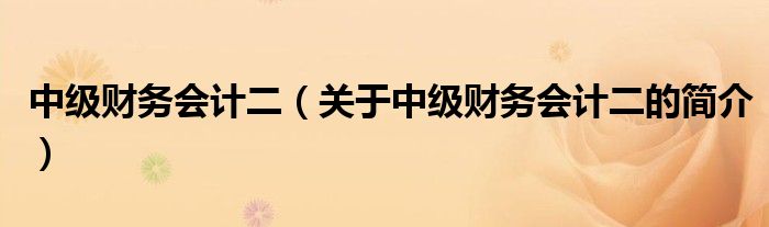 中級財務(wù)會計二（關(guān)于中級財務(wù)會計二的簡介）