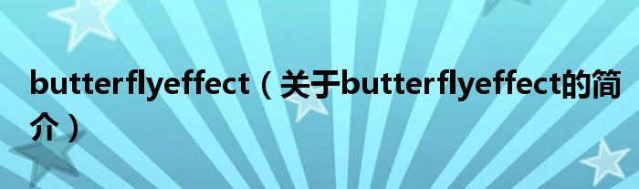 butterflyeffect（關(guān)于butterflyeffect的簡(jiǎn)介）