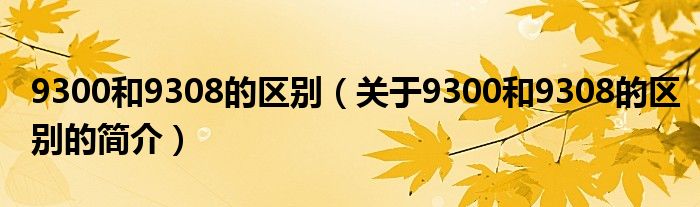 9300和9308的區(qū)別（關(guān)于9300和9308的區(qū)別的簡介）