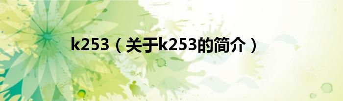 k253（關(guān)于k253的簡(jiǎn)介）