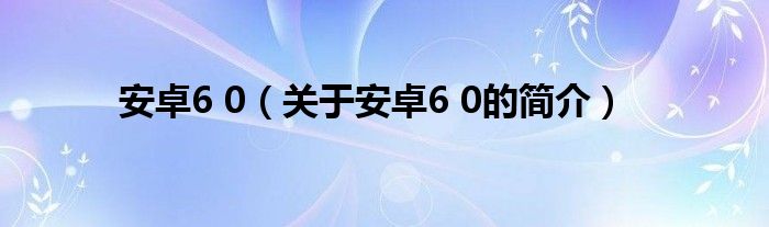 安卓6 0（關于安卓6 0的簡介）