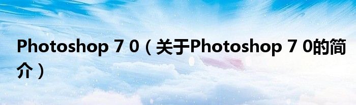 Photoshop 7 0（關(guān)于Photoshop 7 0的簡介）