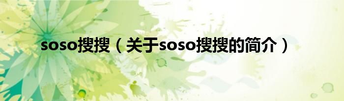 soso搜搜（關(guān)于soso搜搜的簡介）