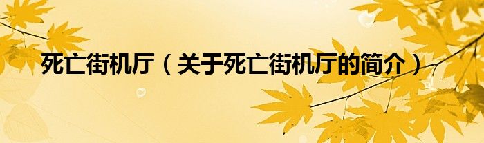 死亡街機(jī)廳（關(guān)于死亡街機(jī)廳的簡介）