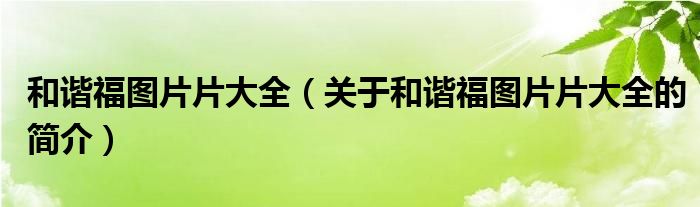 和諧福圖片片大全（關(guān)于和諧福圖片片大全的簡介）