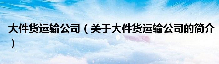 大件貨運(yùn)輸公司（關(guān)于大件貨運(yùn)輸公司的簡介）