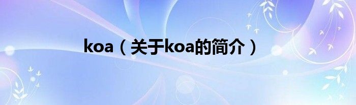 koa（關(guān)于koa的簡介）