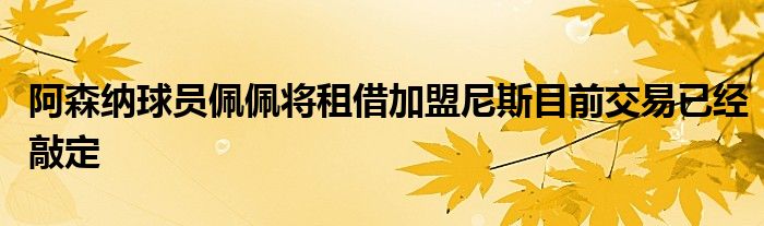 阿森納球員佩佩將租借加盟尼斯目前交易已經(jīng)敲定