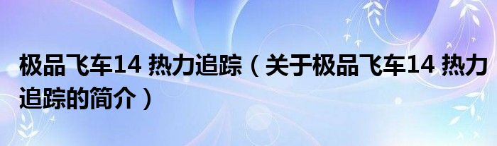 極品飛車14 熱力追蹤（關(guān)于極品飛車14 熱力追蹤的簡介）