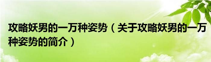 攻略妖男的一萬(wàn)種姿勢(shì)（關(guān)于攻略妖男的一萬(wàn)種姿勢(shì)的簡(jiǎn)介）