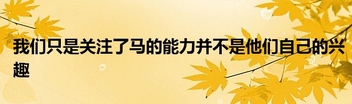 我們只是關(guān)注了馬的能力并不是他們自己的興趣