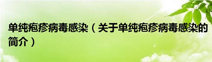 單純皰疹病毒感染（關于單純皰疹病毒感染的簡介）