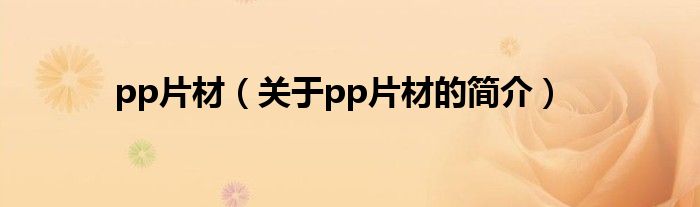 pp片材（關(guān)于pp片材的簡介）