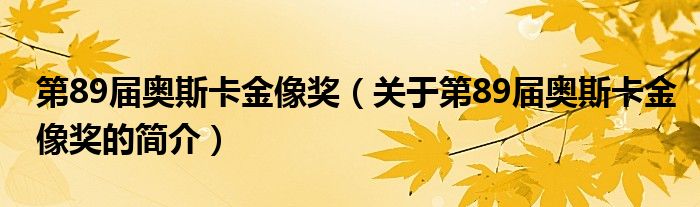 第89屆奧斯卡金像獎(jiǎng)（關(guān)于第89屆奧斯卡金像獎(jiǎng)的簡(jiǎn)介）