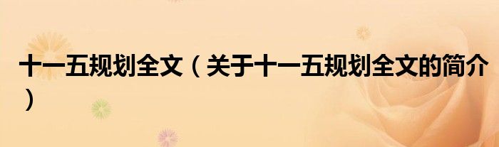 十一五規(guī)劃全文（關(guān)于十一五規(guī)劃全文的簡介）