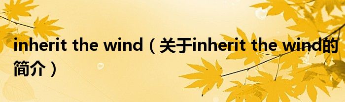 inherit the wind（關(guān)于inherit the wind的簡(jiǎn)介）