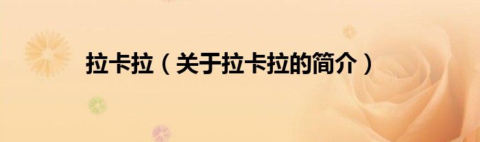 拉卡拉（關(guān)于拉卡拉的簡(jiǎn)介）