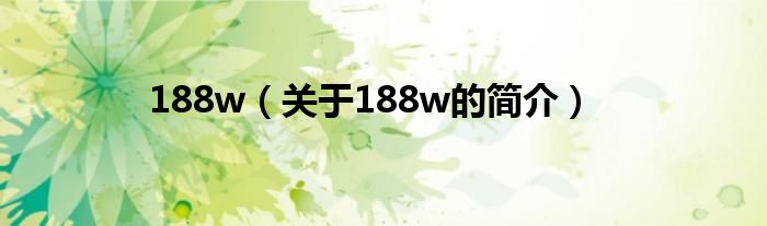 188w（關于188w的簡介）