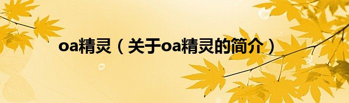 oa精靈（關(guān)于oa精靈的簡(jiǎn)介）