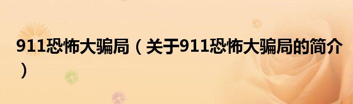 911恐怖大騙局（關(guān)于911恐怖大騙局的簡(jiǎn)介）