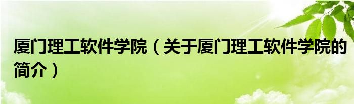 廈門理工軟件學院（關于廈門理工軟件學院的簡介）