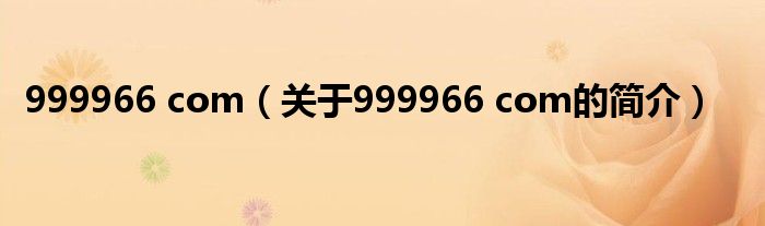 999966 com（關(guān)于999966 com的簡(jiǎn)介）