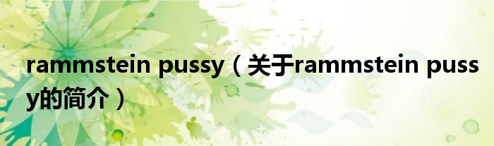 rammstein pussy（關(guān)于rammstein pussy的簡(jiǎn)介）