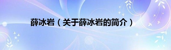 薛冰巖（關于薛冰巖的簡介）