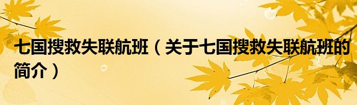 七國(guó)搜救失聯(lián)航班（關(guān)于七國(guó)搜救失聯(lián)航班的簡(jiǎn)介）