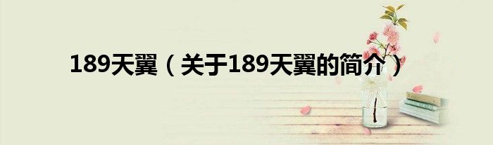 189天翼（關于189天翼的簡介）