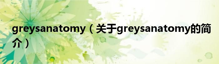 greysanatomy（關于greysanatomy的簡介）